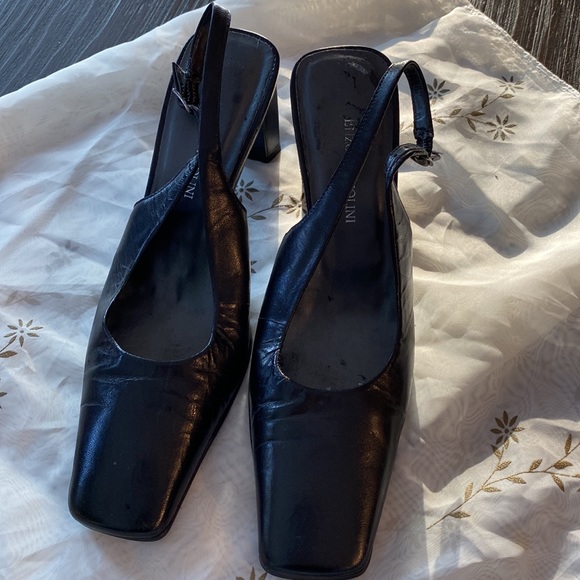 Enzo Angiolini square pumps with squared heel in size 6 1/2. Black leather. - Picture 3 of 11